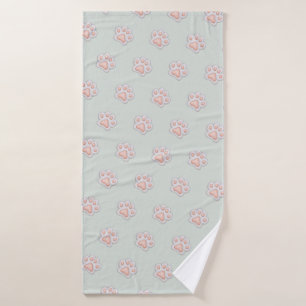 Mooie Roze Pootafdruk Patroon Badhanddoek