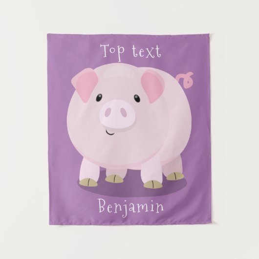 Mooie roze potige biggetje cartoon illustratie  wandkleed (Voorkant)