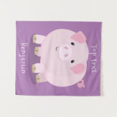 Mooie roze potige biggetje cartoon illustratie  wandkleed (Voorkant (horizontaal))