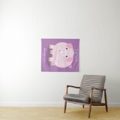 Mooie roze potige biggetje cartoon illustratie  wandkleed (In Situ (horizontaal))
