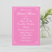 Mooie Roze Prachtig Witte Script Bruidsfeest Kaart (Staand voorkant)