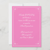 Mooie Roze Prachtig Witte Script Bruidsfeest Kaart (Achterkant)