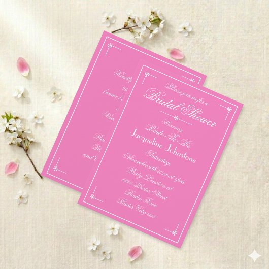 Mooie Roze Prachtig Witte Script Bruidsfeest Kaart