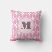 Mooie roze preppy argyle aangepaste monogram kussen (Voorkant)