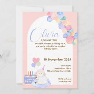 Mooie Roze Prinses Verjaardagskaart voor Baby Meis Kaart