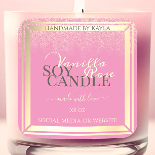 Mooie Roze Product Verpakkingsetiketten Goud Lijst Vierkante Sticker