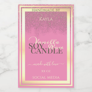 Mooie Roze Product Verpakkingsetiketten Goud Lijst Voedselcontainer Etiket