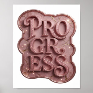 Mooie Roze PROGRESS Tekst Ontwerp Poster