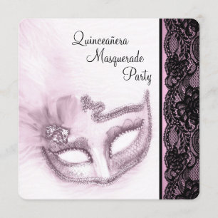 Mooie Roze Quinceanera Maskerade Feest Kaart