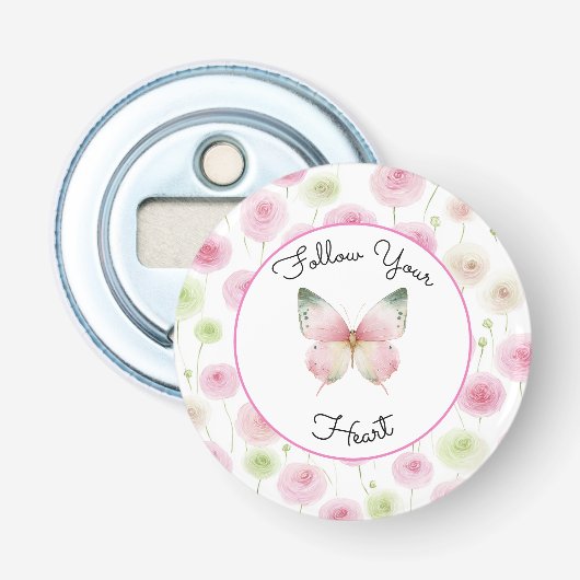 Mooie Roze Ranunculus Bloemen   Button Flesopener (Voorkant)