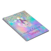 Mooie Roze Regenboog eenhoorn Glitter monogram Not Notitieboek (Rechterzijde)