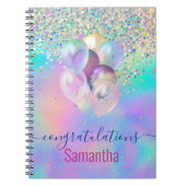 Mooie Roze Regenboog eenhoorn Glitter monogram Not Notitieboek (Voorkant)