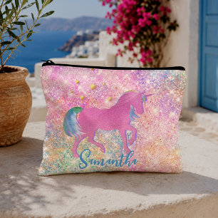 Mooie Roze Regenboog eenhoorn Glitters  Etui