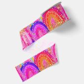 Mooie Roze Regenboog Glitters Grosgrain Lint (Achterkant)