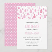 Mooie Roze Regendruppels Koppel Baby Shower Kaart (Voorkant / Achterkant)