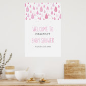 Mooie Roze Regendruppels Welkomstbord voor Baby Me Poster (Keuken)