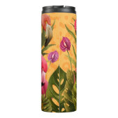 Mooie roze reigers met tropische bladeren thermosbeker (Achterkant)