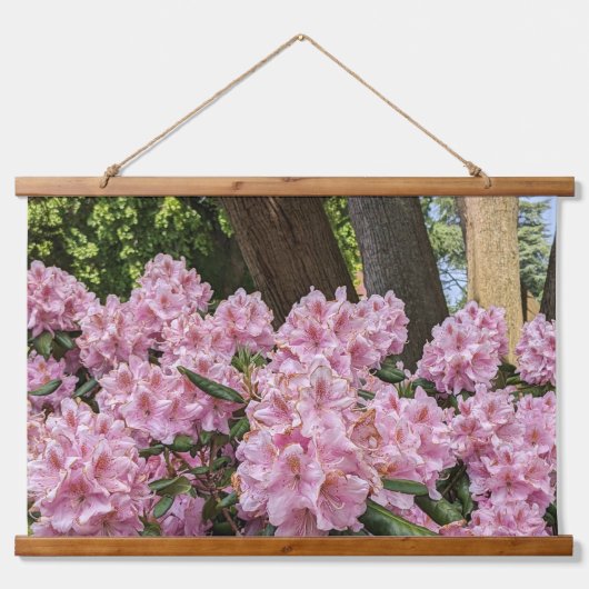 Mooie roze Rhododendron Floral Hangend Wandkleed (Voorkant)