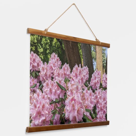 Mooie roze Rhododendron Floral Hangend Wandkleed (Gebogen)