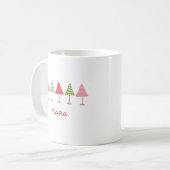 Mooie roze rode groene kerstbomen mok (Voorkant links)