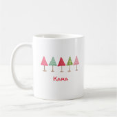 Mooie roze rode groene kerstbomen mok (Links)