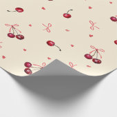 Mooie Roze Rode Kersen Harten Strikken Crème Cadeaupapier (Hoek)