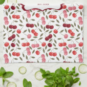 Mooie Roze & Rode Kersen Patroon | Monogram Thee Theedoek (Gevouwen)