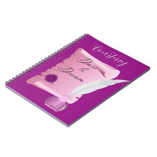 Mooie Roze Rol & Veer "Durf te Dromen"  Notitieboek (Linkerzijde)