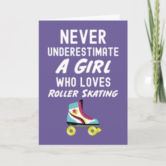 Mooie Roze Roller Skate Kaarten Voor Baby Meisjes  (Voorkant)