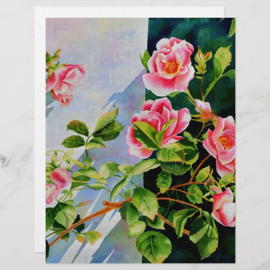 Mooie roze rood witte rozen waterverf bloemenmolen (Voorkant / Achterkant)