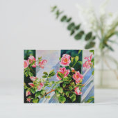 Mooie roze rood witte rozen waterverf bloemenmolen briefkaart (Staand voorkant)