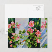 Mooie roze rood witte rozen waterverf bloemenmolen briefkaart (Voorkant / Achterkant)
