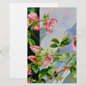 Mooie roze rood witte rozen waterverf bloemenmolen briefpapier (Voorkant / Achterkant)