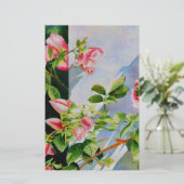 Mooie roze rood witte rozen waterverf bloemenmolen briefpapier (Staand voorkant)