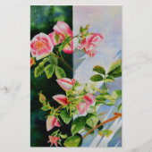 Mooie roze rood witte rozen waterverf bloemenmolen briefpapier (Voorkant)