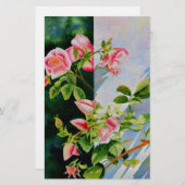 Mooie roze rood witte rozen waterverf bloemenmolen briefpapier (Voorkant / Achterkant)