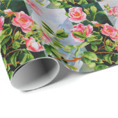 Mooie roze rood witte rozen waterverf bloemenmolen cadeaupapier (Rol Hoek)