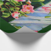 Mooie roze rood witte rozen waterverf bloemenmolen cadeaupapier (Hoek)