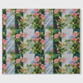 Mooie roze rood witte rozen waterverf bloemenmolen cadeaupapier (Vlak)