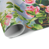 Mooie roze rood witte rozen waterverf bloemenmolen cadeaupapier (Rol Hoek)