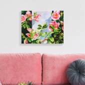 Mooie roze rood witte rozen waterverf bloemenmolen canvas afdruk (Insitu (Woonkamer))