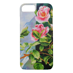 Mooie roze rood witte rozen waterverf bloemenmolen 	iPhone 8/7 hoesje