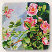 Mooie roze rood witte rozen waterverf bloemenmolen drankjes onderzetter (Voorkant)