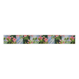 Mooie roze rood witte rozen waterverf bloemenmolen grosgrain lint