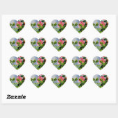 Mooie roze rood witte rozen waterverf bloemenmolen hart sticker (Vel)