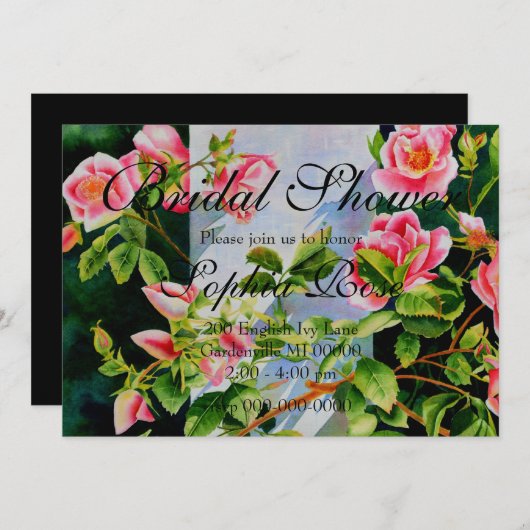 Mooie roze rood witte rozen waterverf bloemenmolen kaart (Voorkant / Achterkant)