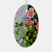 Mooie roze rood witte rozen waterverf bloemenmolen keramisch ornament (Rechts)