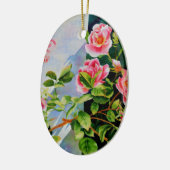 Mooie roze rood witte rozen waterverf bloemenmolen keramisch ornament (Links)