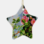 Mooie roze rood witte rozen waterverf bloemenmolen keramisch ornament (Rechts)