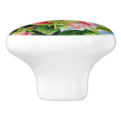 Mooie roze rood witte rozen waterverf bloemenmolen keramische knop (Zijkant)